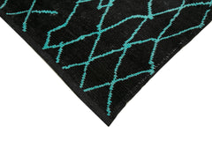 Purpleocco Black Geometric Wool Cotton Handmade Rug 9'6'' x 14'7''