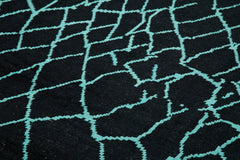 Purpleocco Black Geometric Wool Cotton Handmade Rug 9'6'' x 14'7''