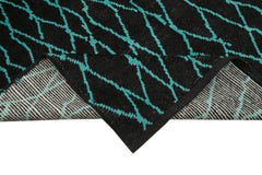 Purpleocco Black Geometric Wool Cotton Handmade Rug 9'6'' x 14'7''