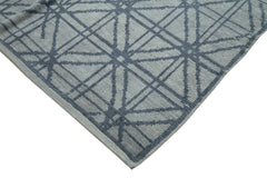 Purpleocco Blue Geometric Wool Cotton Handmade Rug 9'9'' x 13'8''