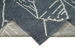 Purpleocco Blue Geometric Wool Cotton Handmade Rug 9'10'' x 13'11''