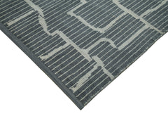 Purpleocco Grey Geometric Wool Cotton Handmade Rug 9'1'' x 12'5''