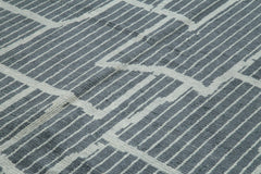 Purpleocco Grey Geometric Wool Cotton Handmade Rug 9'1'' x 12'5''