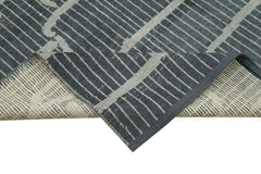 Purpleocco Grey Geometric Wool Cotton Handmade Rug 9'1'' x 12'5''