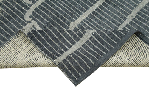 Purpleocco Grey Geometric Wool Cotton Handmade Rug 9'1'' x 12'5''