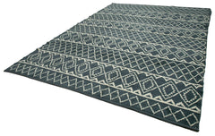 Purpleocco Grey Geometric Wool Cotton Handmade Rug 9'1'' x 12'6''