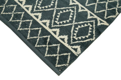 Purpleocco Grey Geometric Wool Cotton Handmade Rug 9'1'' x 12'6''