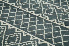Purpleocco Grey Geometric Wool Cotton Handmade Rug 9'1'' x 12'6''