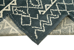 Purpleocco Grey Geometric Wool Cotton Handmade Rug 9'1'' x 12'6''