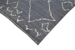 Purpleocco Grey Geometric Wool Cotton Handmade Rug 8'0'' x 11'11''