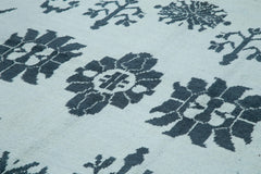 Purpleocco Blue Geometric Wool Cotton Handmade Rug 9'10'' x 14'1''