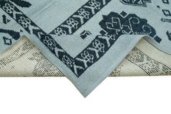 Purpleocco Blue Geometric Wool Cotton Handmade Rug 9'10'' x 14'1''