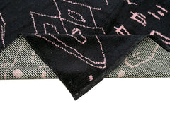 Purpleocco Black Geometric Wool Cotton Handmade Rug 9'3'' x 12'0''