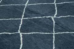 Purpleocco Blue Geometric Wool Cotton Handmade Rug 7'8'' x 10'0''