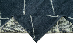 Purpleocco Blue Geometric Wool Cotton Handmade Rug 7'8'' x 10'0''