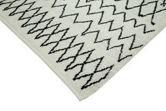 Purpleocco Beige Geometric Wool Cotton Handmade Rug 7'4'' x 10'6''