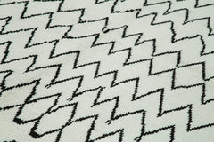 Purpleocco Beige Geometric Wool Cotton Handmade Rug 7'4'' x 10'6''