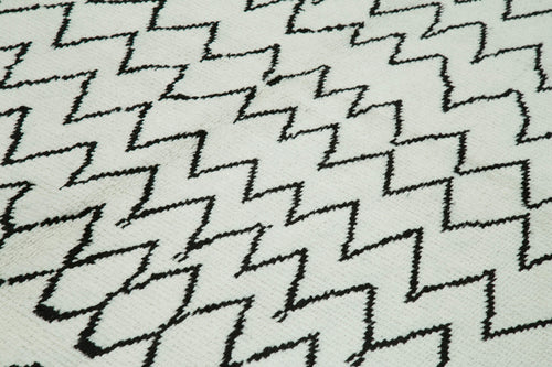 Purpleocco Beige Geometric Wool Cotton Handmade Rug 7'4'' x 10'6''