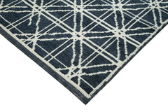 Purpleocco Blue Geometric Wool Cotton Handmade Rug 8'9'' x 12'7''