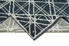 Purpleocco Blue Geometric Wool Cotton Handmade Rug 8'9'' x 12'7''