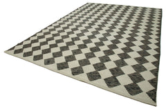 Purpleocco Beige Geometric Wool Cotton Handmade Rug 9'0'' x 12'6''