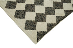 Purpleocco Beige Geometric Wool Cotton Handmade Rug 9'0'' x 12'6''