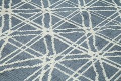 Purpleocco Grey Geometric Wool Cotton Handmade Rug 7'7'' x 10'0''