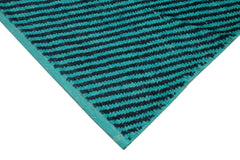 Purpleocco Turquoise Geometric Wool Cotton Handmade Rug 8'11'' x 12'5''