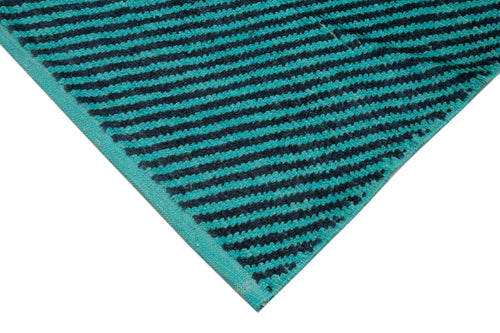 Purpleocco Turquoise Geometric Wool Cotton Handmade Rug 8'11'' x 12'5''
