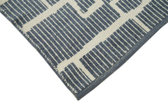 Purpleocco Grey Geometric Wool Cotton Handmade Rug 7'5'' x 9'11''