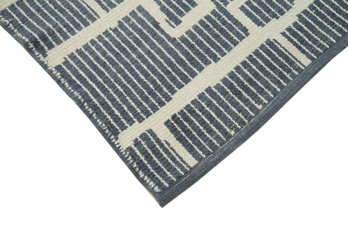 Purpleocco Grey Geometric Wool Cotton Handmade Rug 7'5'' x 9'11''