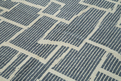 Purpleocco Grey Geometric Wool Cotton Handmade Rug 7'5'' x 9'11''