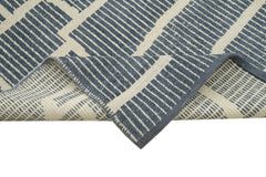 Purpleocco Grey Geometric Wool Cotton Handmade Rug 7'5'' x 9'11''