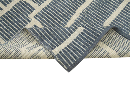 Purpleocco Grey Geometric Wool Cotton Handmade Rug 7'5'' x 9'11''