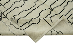 Purpleocco Beige Geometric Wool Cotton Handmade Rug 6'1'' x 9'10''