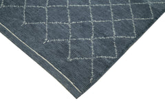 Purpleocco Grey Geometric Wool Cotton Handmade Rug 5'7'' x 7'10''