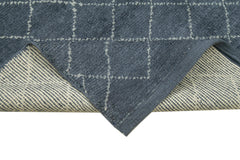 Purpleocco Grey Geometric Wool Cotton Handmade Rug 5'7'' x 7'10''