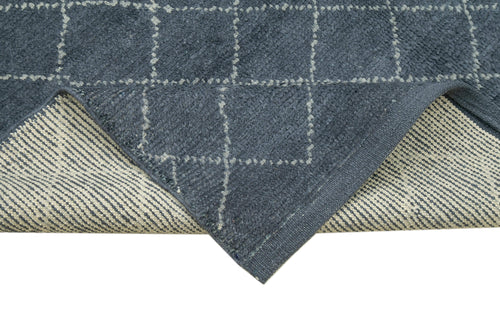 Purpleocco Grey Geometric Wool Cotton Handmade Rug 5'7'' x 7'10''