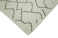 Purpleocco Beige Geometric Wool Cotton Handmade Rug 8'11'' x 12'8''