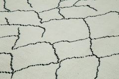 Purpleocco Beige Geometric Wool Cotton Handmade Rug 8'11'' x 12'8''