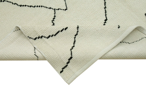 Purpleocco Beige Geometric Wool Cotton Handmade Rug 8'11'' x 12'8''