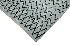 Purpleocco Blue Geometric Wool Cotton Handmade Rug 9'9'' x 14'1''