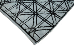 Purpleocco Blue Geometric Wool Cotton Handmade Rug 8'6'' x 12'4''