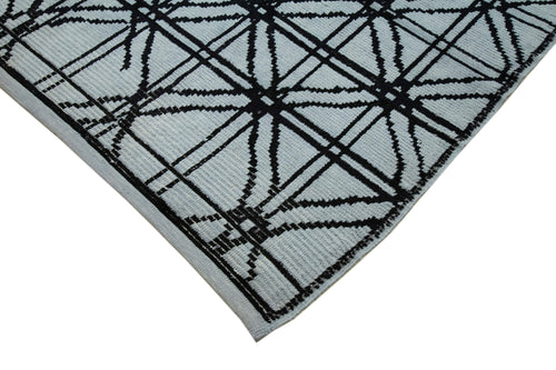 Purpleocco Blue Geometric Wool Cotton Handmade Rug 8'6'' x 12'4''