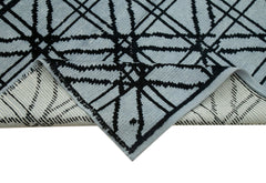 Purpleocco Blue Geometric Wool Cotton Handmade Rug 8'6'' x 12'4''