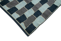 Purpleocco White Geometric Wool Cotton Handmade Rug 7'11'' x 10'1''