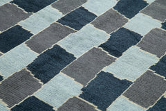 Purpleocco White Geometric Wool Cotton Handmade Rug 7'11'' x 10'1''