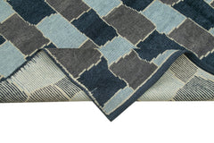 Purpleocco White Geometric Wool Cotton Handmade Rug 7'11'' x 10'1''