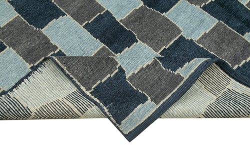 Purpleocco White Geometric Wool Cotton Handmade Rug 7'11'' x 10'1''