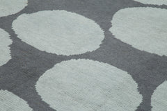 Purpleocco Blue Geometric Wool Cotton Handmade Rug 9'10'' x 13'5''